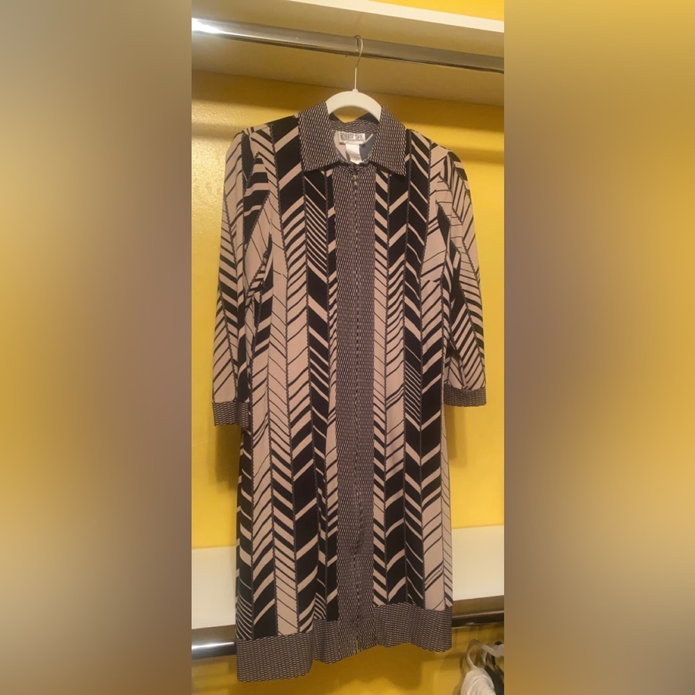 Vintage ROBBIE BEE 3/4 Sleeve Geo Print Dress